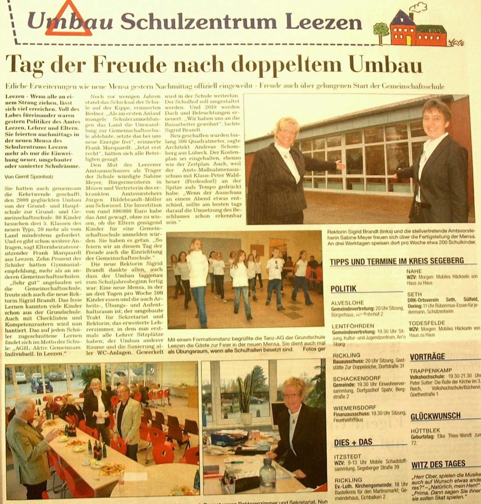 Zeitungen 2009 Gemeindearchiv Leezen